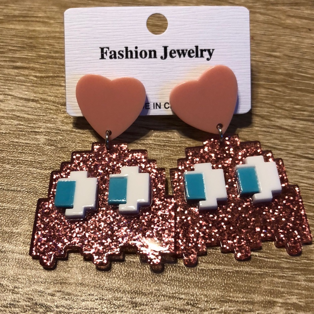 Pac-Man rose gold earrings